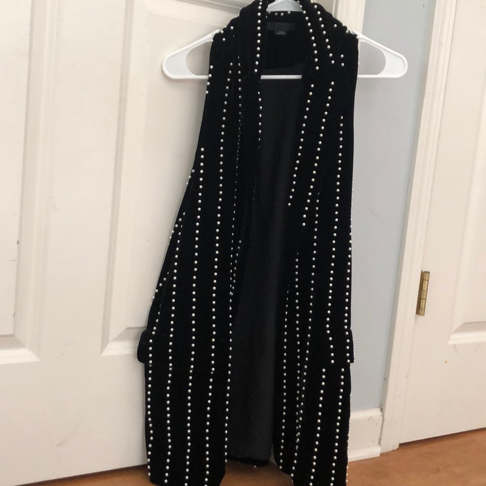 Alexander Wang Black Velvet & Pearl Vest